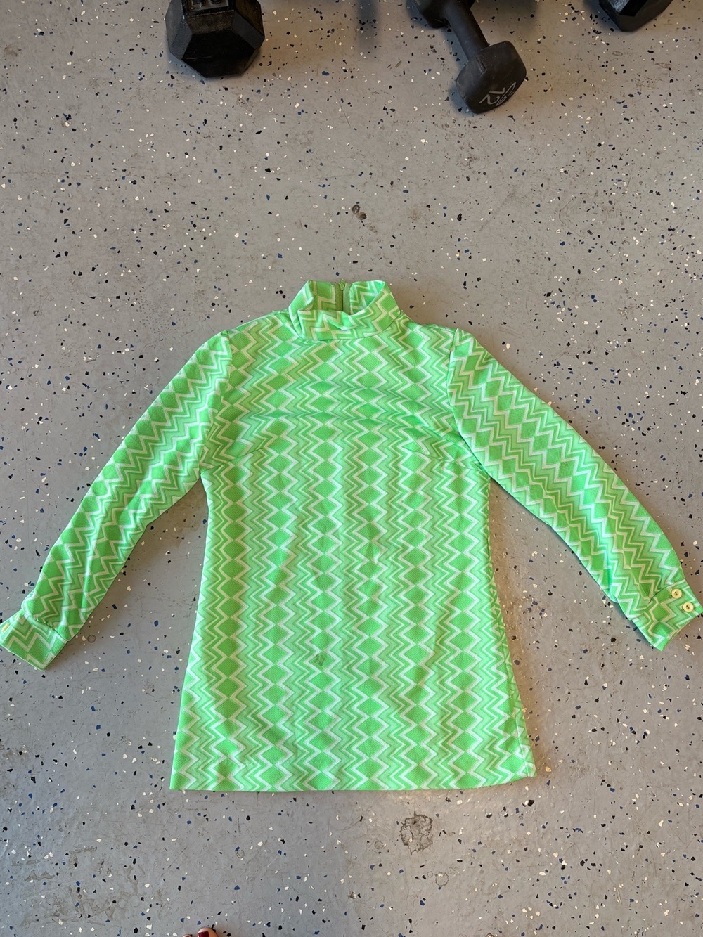 Boden Neon Green Zigzag Turtleneck Long Sleeve Top